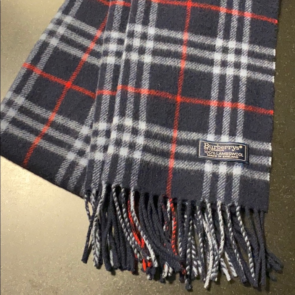 Vintage Burberry Nova Check Navy Blue Scarf EUC